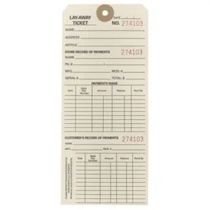 Brownells Lay-A-Way Tickets