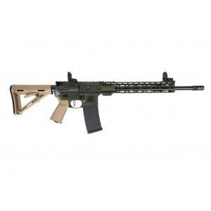 PSA Custom 5.56 Nato 16" Nitride Mid-Length 12" Cross-cut Rifle w/5lb Flat Bow Fcg, Ambi Safety & Mbus- Battle Green/Fde