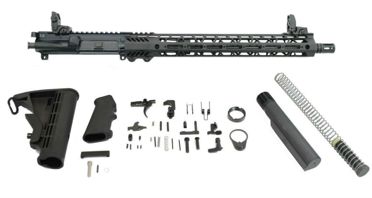 PSA 16" 300AAC Blackout Pistol-Length 1/8 Nitride 15" Lightweight M-Lok Freedom Rifle Kit w/MBUS Sight Set