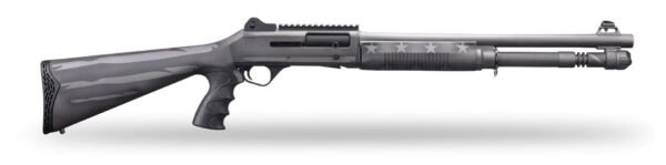 Panzer M4 Tactical 12 Ga Shotgun 18.5" Semi-Auto- Blk/Tungsten w/ US Flag - PAM4TSBTUSFC
