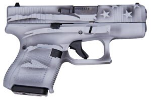 Glock G26 Gen5 9mm 3.5" 10rd Pistol, Battleship Grey Distressed Flag - UA265S204-BWFLAG