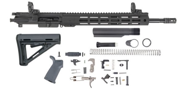 PSA 16" Mid-Length 5.56 NATO 1:7 Nitride 13.5" Hex M-Lok MOE EPT Rifle Kit With MBUS Sight Set, Gray