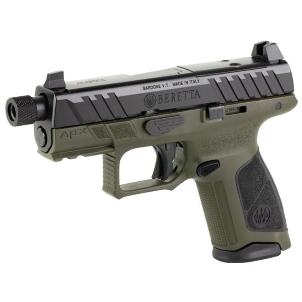 Beretta APX A1 Compact Tactical 9mm 4.2" 15rd Pistol, Black/OD Green - JAXA1C915TAC