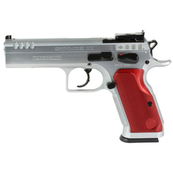 Tanfoglio Stock 9mm Pistol, 4.45" Barrel, Adjustable Sights, Silver - TFSTOCK29OR