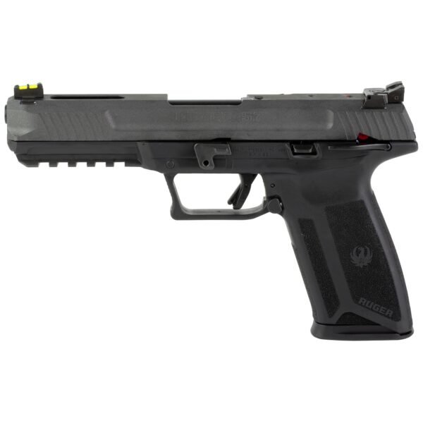 Ruger 57 5.7x28mm Pistol, 4.94" Barrel, Adjustable Fiber Optic Sights, Cobalt, Black - 16407