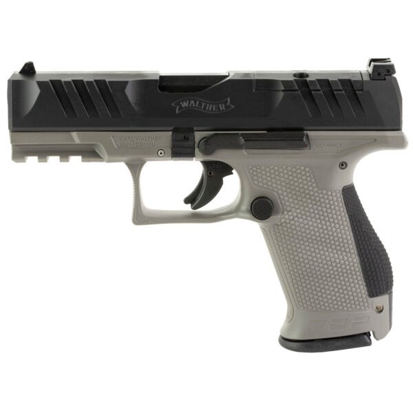 Walther PDP 9mm Pistol, 4" Barrel, Adjustable Sights, Black, Gray - 2858436