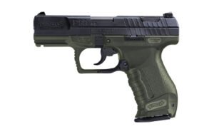 Walther P99 9mm Pistol, 4" Barrel, Fixed Sights, Black, OD Green - 2874172
