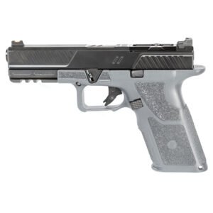 ZevTech OZ9 Standard 9mm Pistol, 4.49" Barrel, Fiber Optic Front Sights, Black/Gray - OZ9STDCOMG