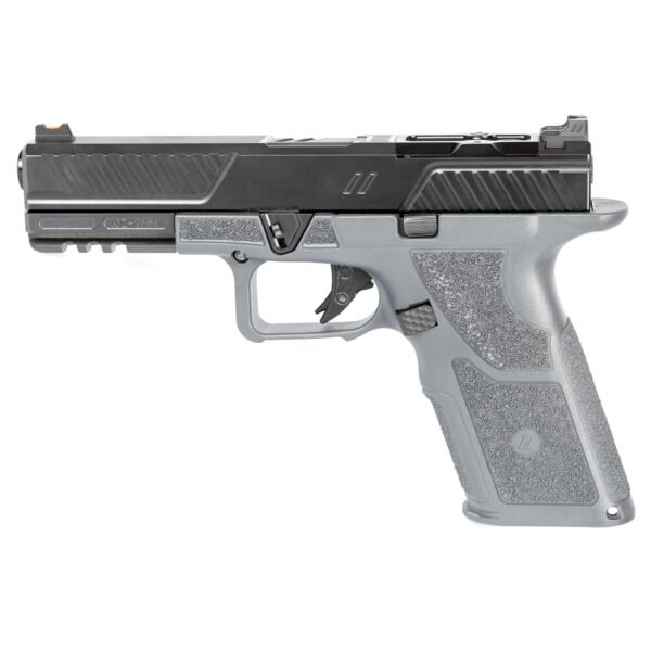 ZevTech OZ9 Compact 9mm Pistol, 4.16" Barrel, Fiber Optic Front Sights, Black/Gray - OZ9CCPTCOMG