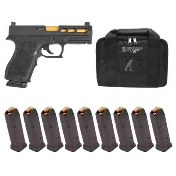 PSA Dagger Complete SW1 RMR Pistol W/ Gold Barrel & 10 15RD Mags, Black