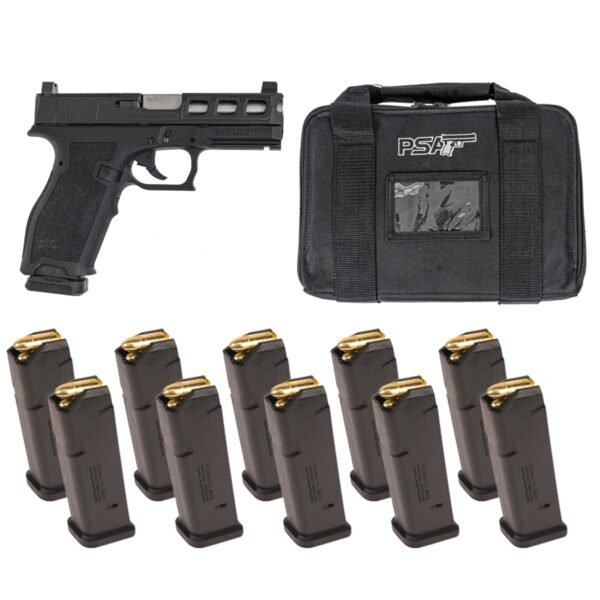 PSA Dagger Full Size - S 9mm SW3 RMR Pistol With Stainless Non-Threaded Barrel  With10 -17rd Magazines and Bag, Black