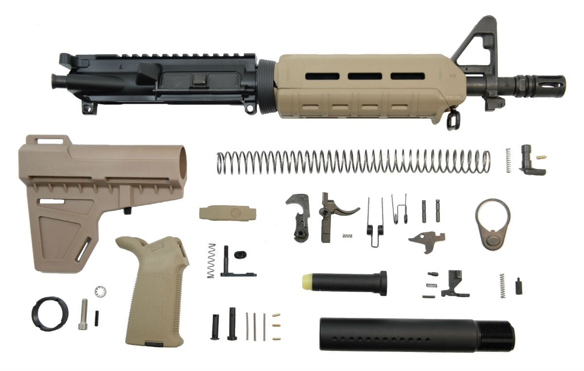 PSA 10.5" Carbine-Length 5.56 NATO 1/7 Nitride MOE Shockwave Pistol Kit, Flat Dark Earth - 5165449194