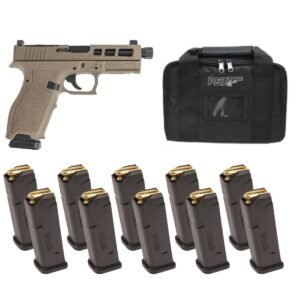 PSA Dagger Full Size - S 9mm Pistol with SW1 RMR with Threaded Barrel & 10 17rd Mags & Bag, FDE (Rear Sight Rear)