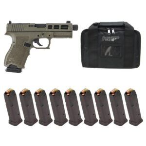 PSA Dagger Compact 9mm Pistol With SW1 ECC RMR Slide & Threaded Barrel w/10-15rd Mag and Bag, Sniper Green(Rear Sight Rear)