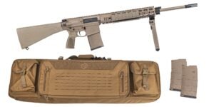 PSA Sabre AR-10 Rifle Forged 20" 6.5 Creedmoor w/ 12.5" Quad Rail, A1 Stock, Magpul Bi-Pod, 3 Mags, & Sabre Bag,  FDE