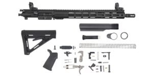 PSA 16" 5.56 NATO 1/7 Mid-Length Nitride 15" Lightweight Hex M-Lok MOE EPT Rifle Kit W/MBUS Sight Set