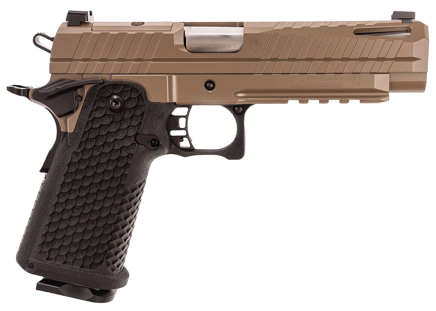 Live Free Armory Apollo 11 Full-Size 9mm Pistol 4.90" 17rds, Elite Flat Dark Earth