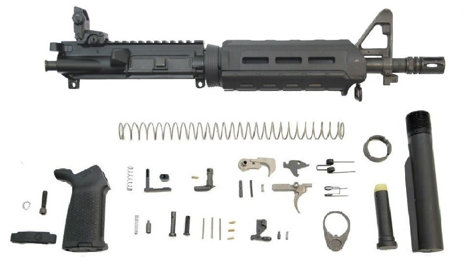PSA 10.5" Carbine-Length 5.56 NATO 1/7 Nitride MOE EPT Pistol Kit w/MBUS Rear, Black