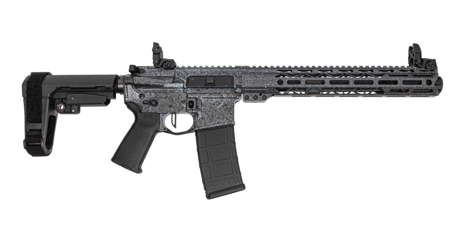 PSA Custom 10.5" 5.56 NATO Pistol W/ 12" Slant Rail, PSA Custom Flatbow FCG, Magpul Mbus Sights, Bedrock