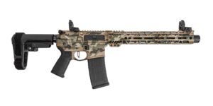 PSA Custom 10.5" Carbine-Length 5.56 Nato 1/7 Nitride 12" Slant MLOK Upper W/ 3.5lb Flatbow FCG & MBUS Sight Set, Dirty Multi