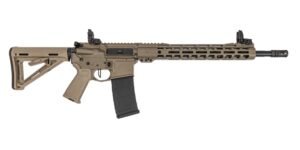 PSA Custom 16" Mid 5.56 1/7 Nit 13.5" Mlok Rifle W/ Mbus sights, Tan Furniture, Desert Rock