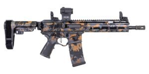 PSA Custom Jakl 10.5" 5.56 NATO 1/7 Nitride Pistol, Flat FCG, Holosun, Fall Spice Camo