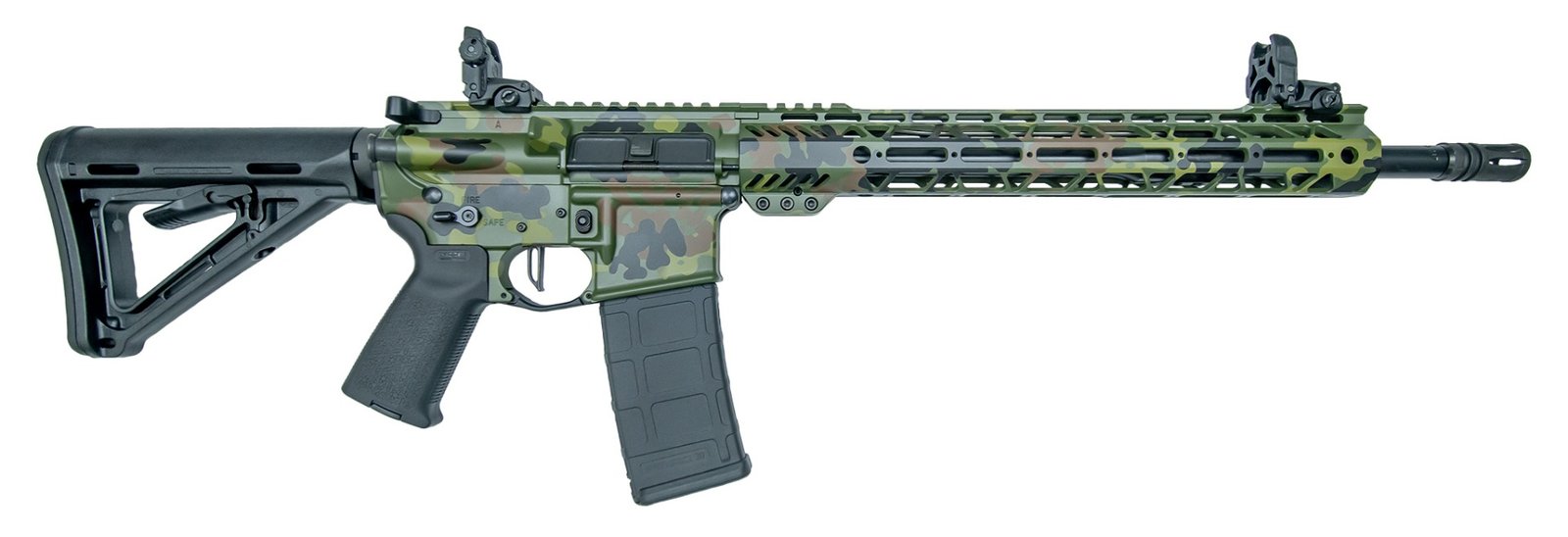 PSA Custom 16" Mid 5.56 NATO 1/7 13.5" Mlok MOE Rifle W/ PSA Custom 3.5lb Flatbow FCG - Flecktarn