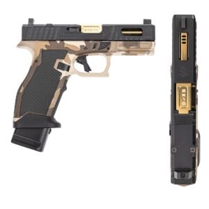 PSA Sabre Dagger Full Size - S 9mm Pistol, TiN Ported Barrel, W/Mag Extensions, M81 Desert Camo