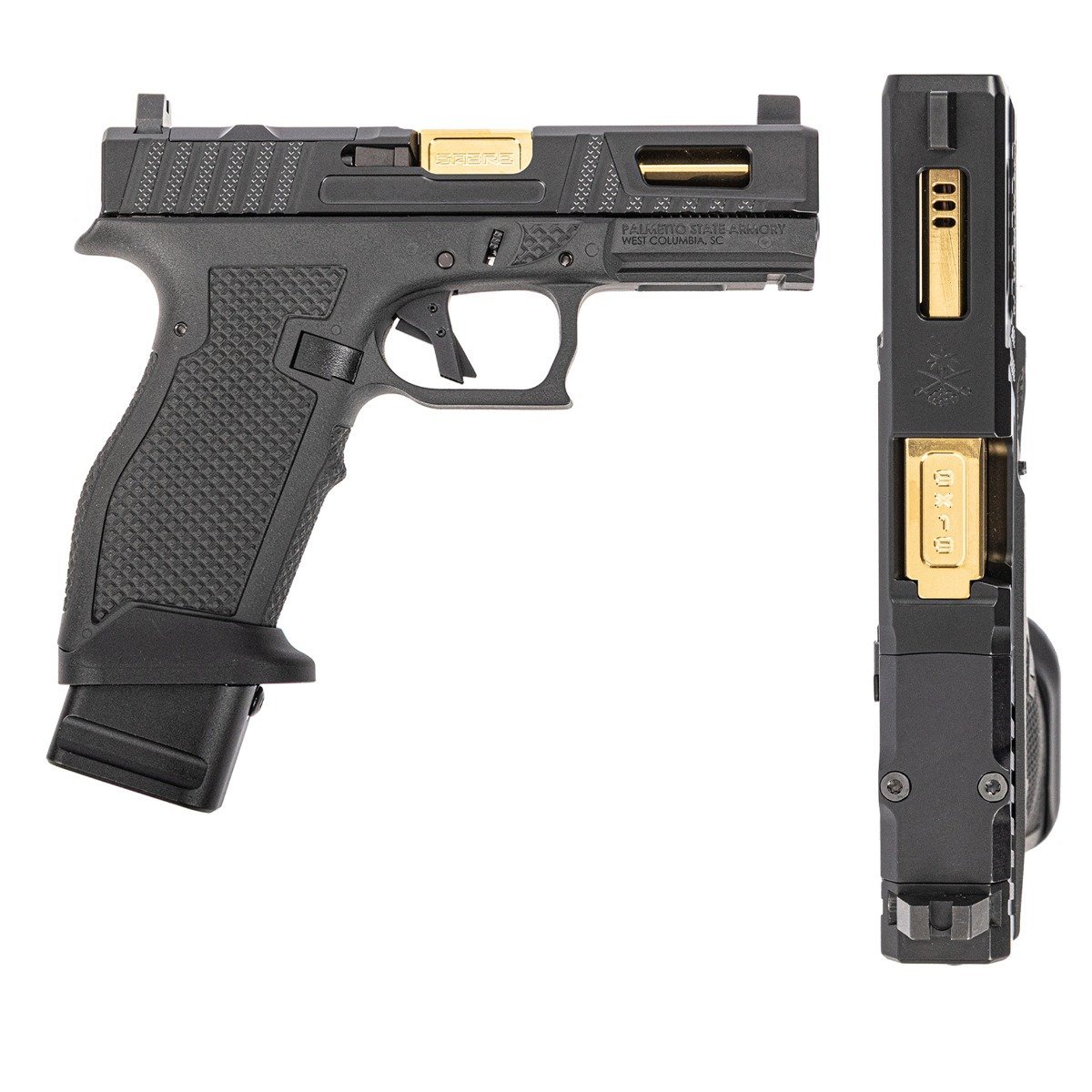 PSA Sabre Dagger Full Size - S 9mm Pistol, TiN Ported Barrel, W/Mag Extensions, Black