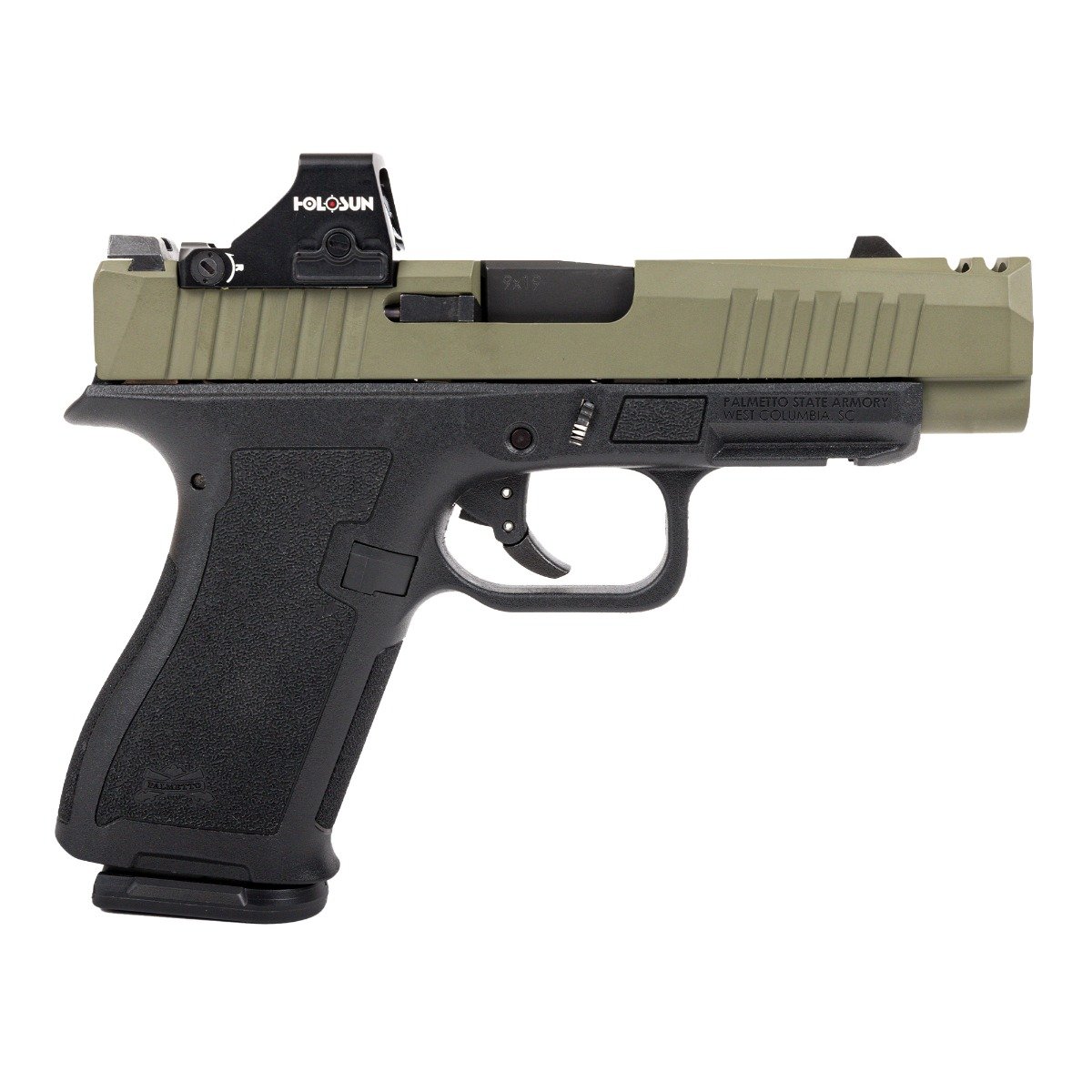 PSA Dagger Micro C-1 9mm Pistol - Shield Cut, W/Holosun 407k, Sniper Green Slide, 2-Tone