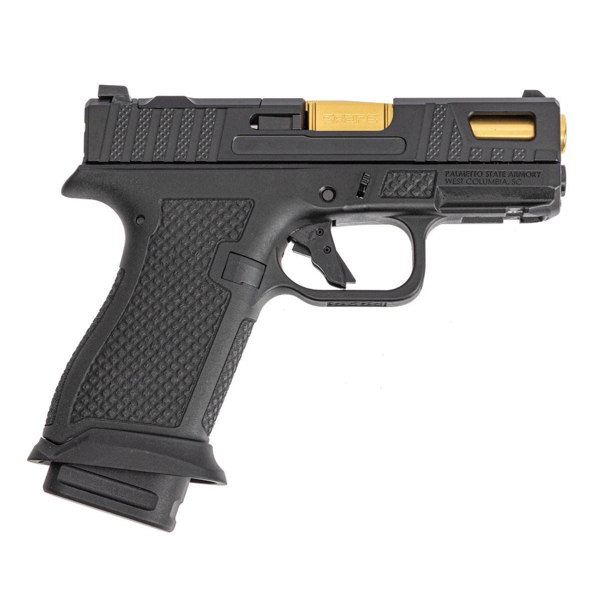 PSA Sabre Dagger Micro 9mm Pistol, TiN Barrel w/ Mag Extensions, Black