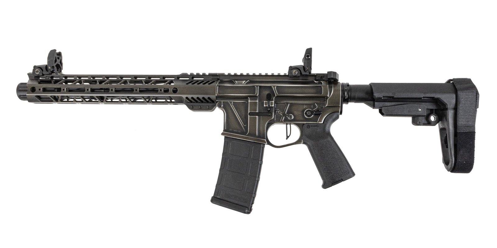 PSA Custom 10.5" .223 Wylde Billet AR-15 Pistol w/ SBA3 Brace, Worn ODG