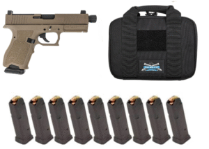 PSA Dagger Compact 9mm RMR Pistol W/Threaded Barrel, 10 - 15rd Magazines, & Pistol Case, Flat Dark Earth