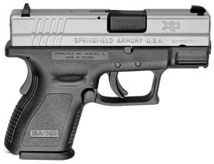 Springfield XD 9mm Pistol, 3" Barrel, Fixed Sights, Silver, Black - XD9821