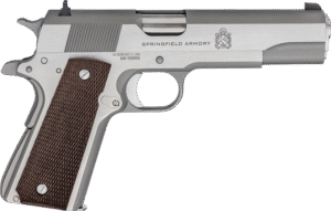 Springfield .45 ACP 1911 Pistol, 5" Barrel, 3 Dot Sights, Silver - PBD9151L