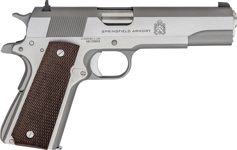 Springfield .45 ACP 1911 Pistol, 5" Barrel, 3 Dot Sights, Silver - PBD9151L