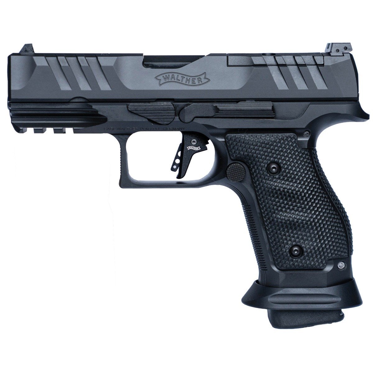 Walther PDP Pro Compact, Steel Frame 4" 9mm w/ (2)18rd Mags Adjustable Sights Optics Ready Pistol, Black - 2896991